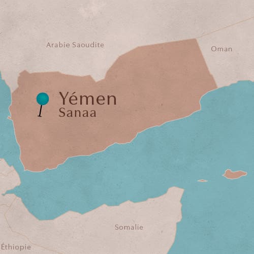 Carte du Yémen, région de Sanaa - Plaine d'Arômes